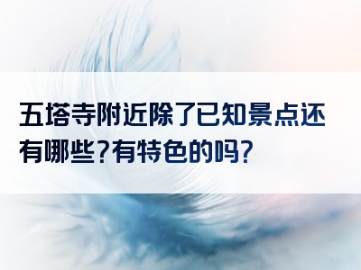 五塔寺附近除了已知景点还有哪些？有特色的吗？