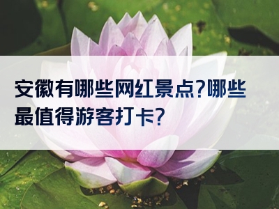 安徽有哪些网红景点？哪些最值得游客打卡？