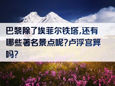 巴黎除了埃菲尔铁塔，还有哪些著名景点呢？卢浮宫算吗？