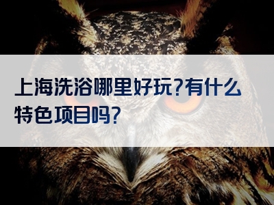 上海洗浴哪里好玩？有什么特色项目吗？