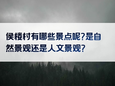 侯楼村有哪些景点呢？是自然景观还是人文景观？