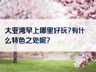 大亚湾早上哪里好玩？有什么特色之处呢？
