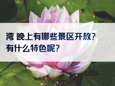 湾沚晚上有哪些景区开放？有什么特色呢？