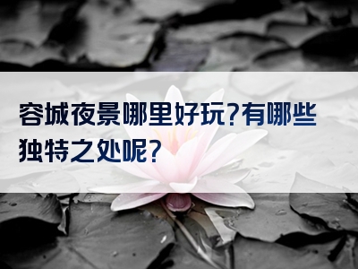 容城夜景哪里好玩？有哪些独特之处呢？