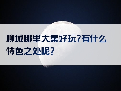 聊城哪里大集好玩？有什么特色之处呢？