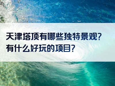 天津塔顶有哪些独特景观？有什么好玩的项目？