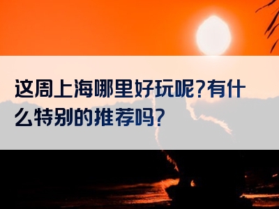 这周上海哪里好玩呢？有什么特别的推荐吗？