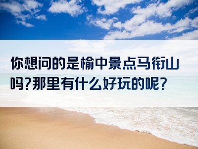 你想问的是榆中景点马衔山吗？那里有什么好玩的呢？