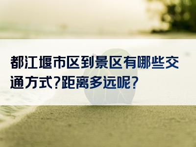 都江堰市区到景区有哪些交通方式？距离多远呢？