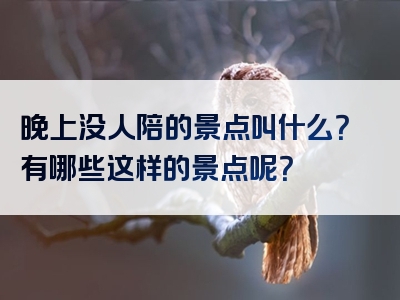 晚上没人陪的景点叫什么？有哪些这样的景点呢？