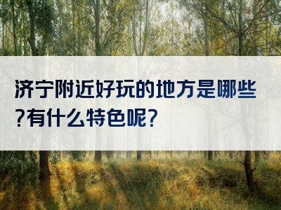 济宁附近好玩的地方是哪些？有什么特色呢？