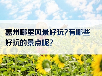惠州哪里风景好玩？有哪些好玩的景点呢？
