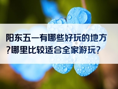 阳东五一有哪些好玩的地方？哪里比较适合全家游玩？