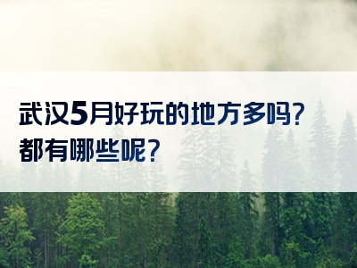 武汉5月好玩的地方多吗？都有哪些呢？