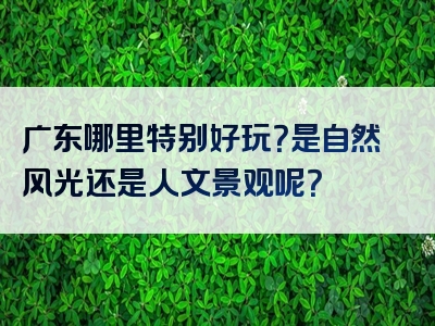广东哪里特别好玩？是自然风光还是人文景观呢？