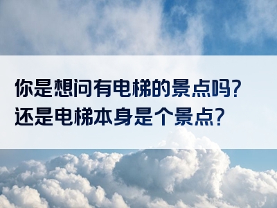 你是想问有电梯的景点吗？还是电梯本身是个景点？