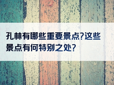 孔林有哪些重要景点？这些景点有何特别之处？