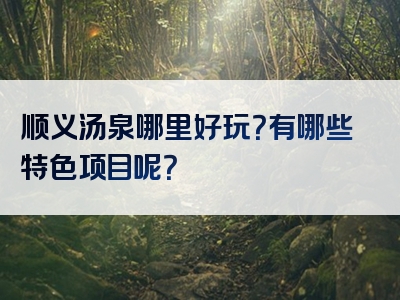 顺义汤泉哪里好玩？有哪些特色项目呢？