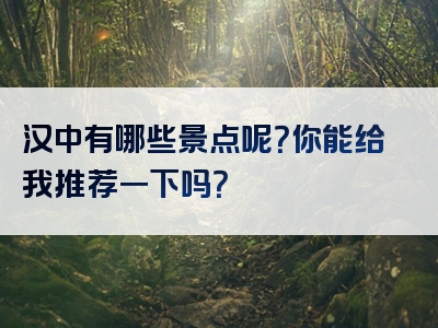 汉中有哪些景点呢？你能给我推荐一下吗？