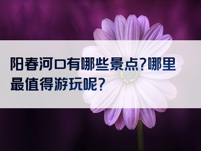 阳春河口有哪些景点？哪里最值得游玩呢？