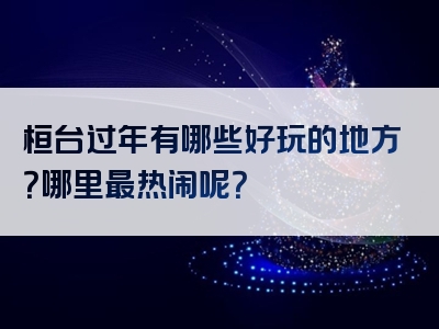 桓台过年有哪些好玩的地方？哪里最热闹呢？