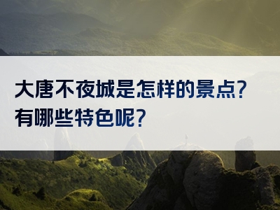 大唐不夜城是怎样的景点？有哪些特色呢？
