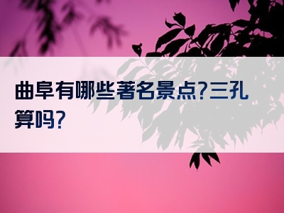 曲阜有哪些著名景点？三孔算吗？