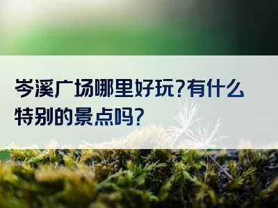 岑溪广场哪里好玩？有什么特别的景点吗？