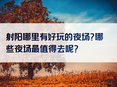 射阳哪里有好玩的夜场？哪些夜场最值得去呢？