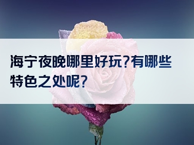 海宁夜晚哪里好玩？有哪些特色之处呢？