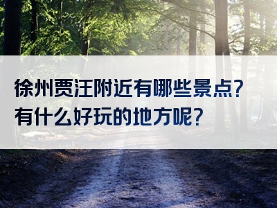 徐州贾汪附近有哪些景点？有什么好玩的地方呢？