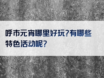 呼市元宵哪里好玩？有哪些特色活动呢？