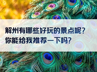 解州有哪些好玩的景点呢？你能给我推荐一下吗？