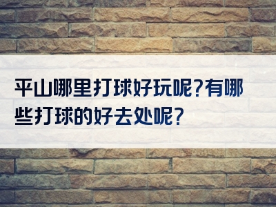 平山哪里打球好玩呢？有哪些打球的好去处呢？