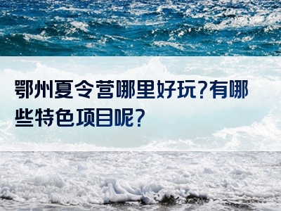 鄂州夏令营哪里好玩？有哪些特色项目呢？