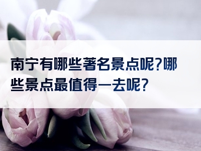 南宁有哪些著名景点呢？哪些景点最值得一去呢？