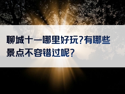 聊城十一哪里好玩？有哪些景点不容错过呢？