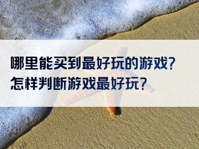 哪里能买到最好玩的游戏？怎样判断游戏最好玩？