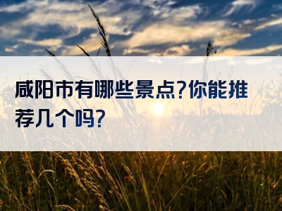 咸阳市有哪些景点？你能推荐几个吗？