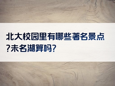 北大校园里有哪些著名景点？未名湖算吗？