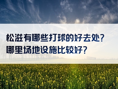 松滋有哪些打球的好去处？哪里场地设施比较好？