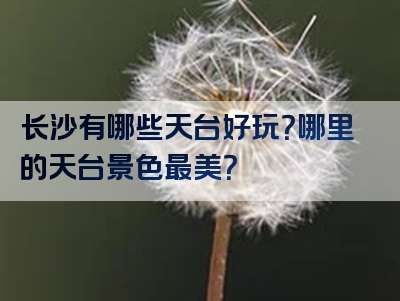 长沙有哪些天台好玩？哪里的天台景色最美？