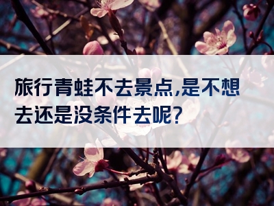 旅行青蛙不去景点，是不想去还是没条件去呢？