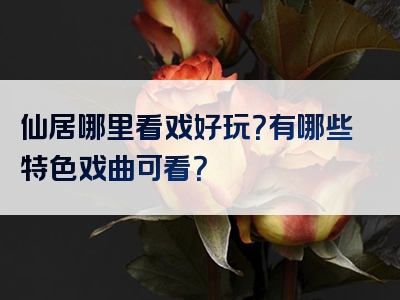 仙居哪里看戏好玩？有哪些特色戏曲可看？