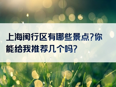 上海闽行区有哪些景点？你能给我推荐几个吗？