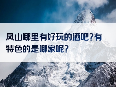 凤山哪里有好玩的酒吧？有特色的是哪家呢？