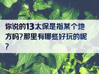 你说的13太保是指某个地方吗？那里有哪些好玩的呢？