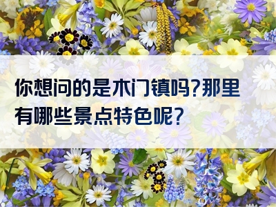 你想问的是木门镇吗？那里有哪些景点特色呢？