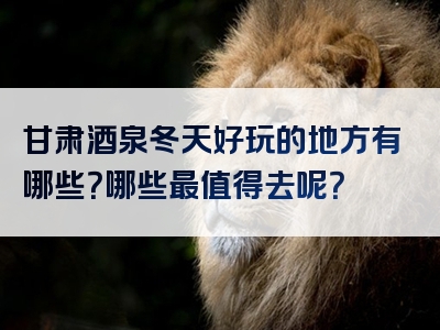 甘肃酒泉冬天好玩的地方有哪些？哪些最值得去呢？