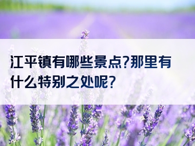 江平镇有哪些景点？那里有什么特别之处呢？